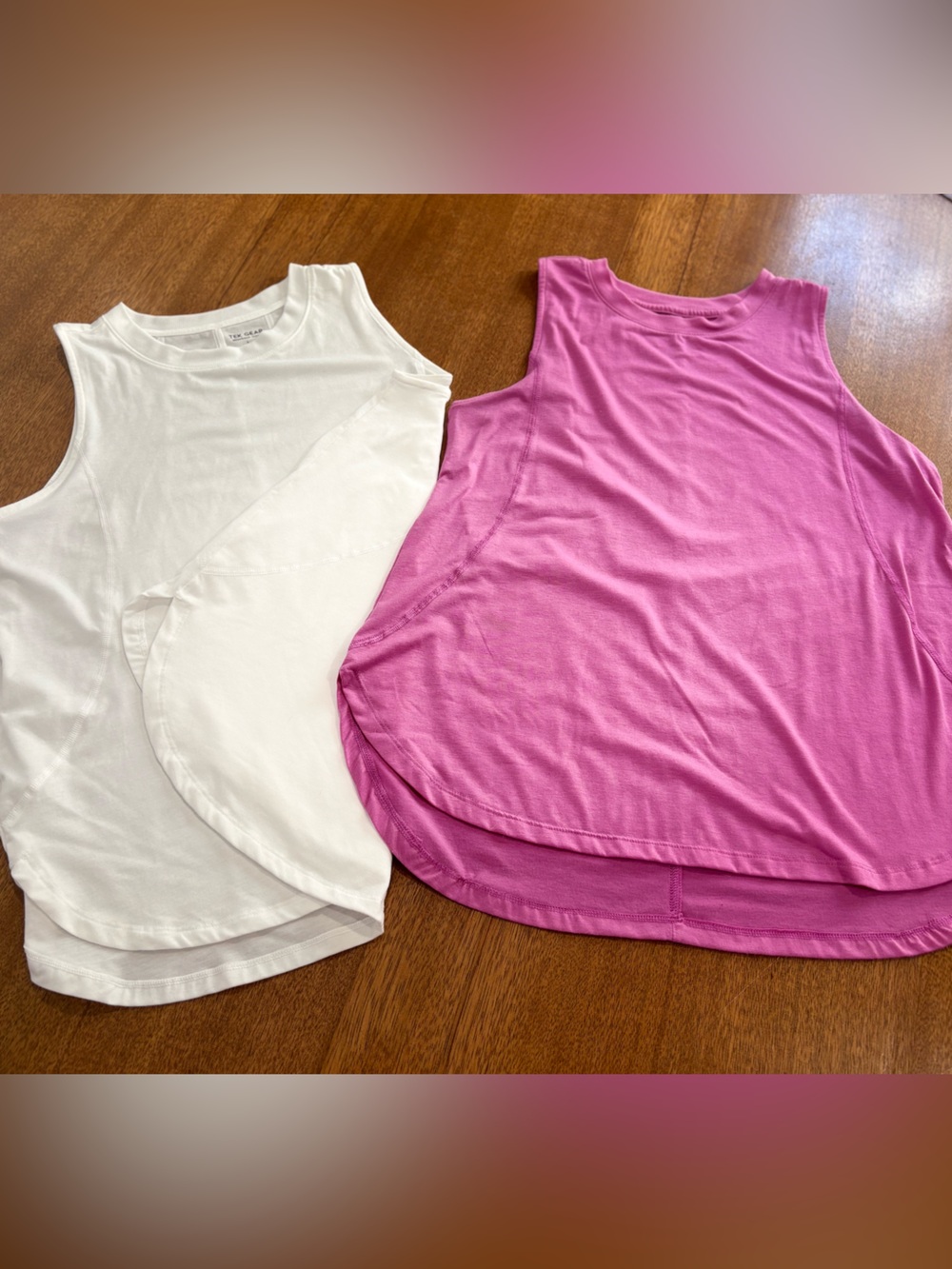 Lot of 2 tek gear Women’s Tank Tops - White & Lt. Purple